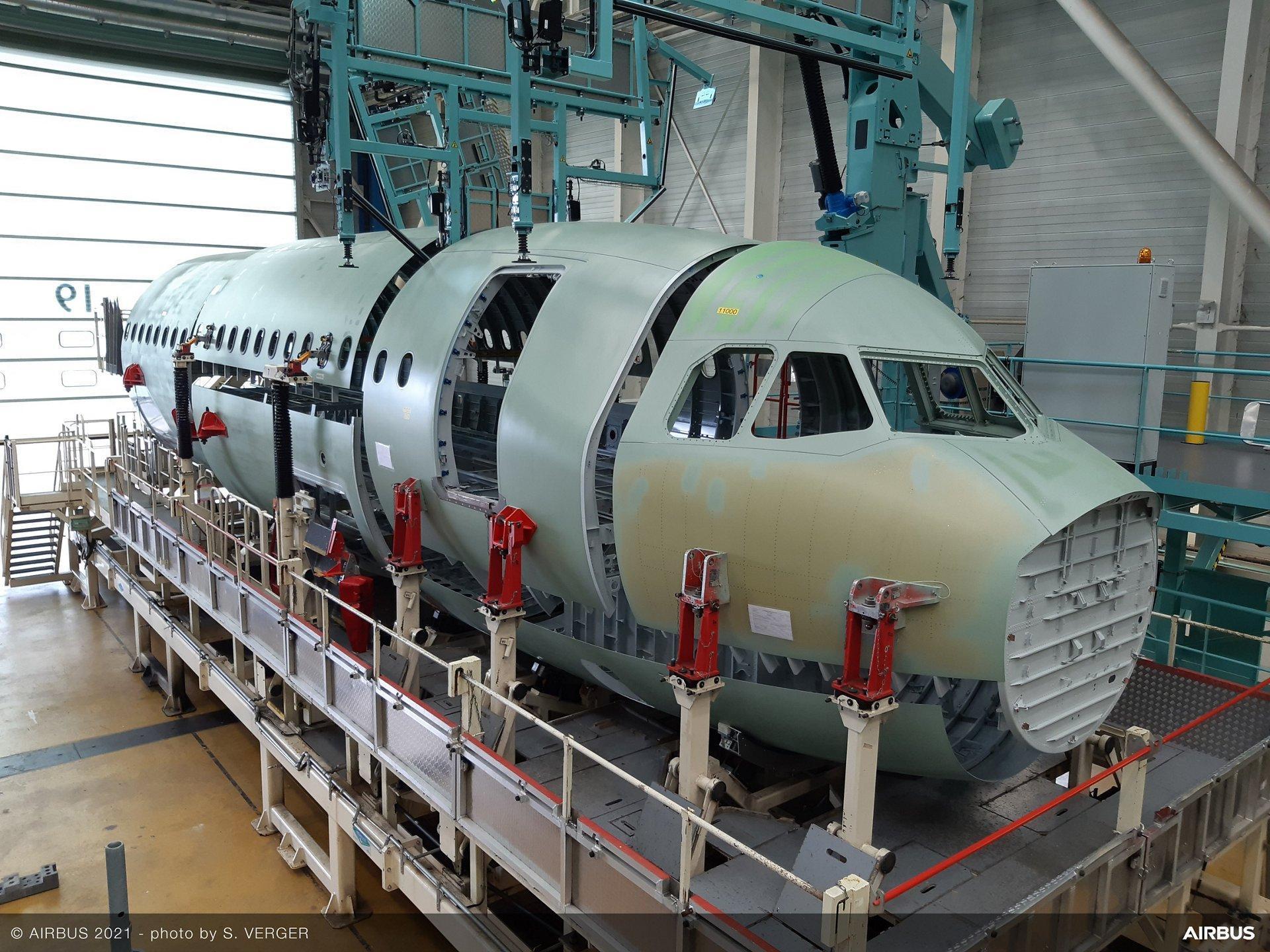 Airbus Starts Assembly of its First A321XLR Front Fuselage