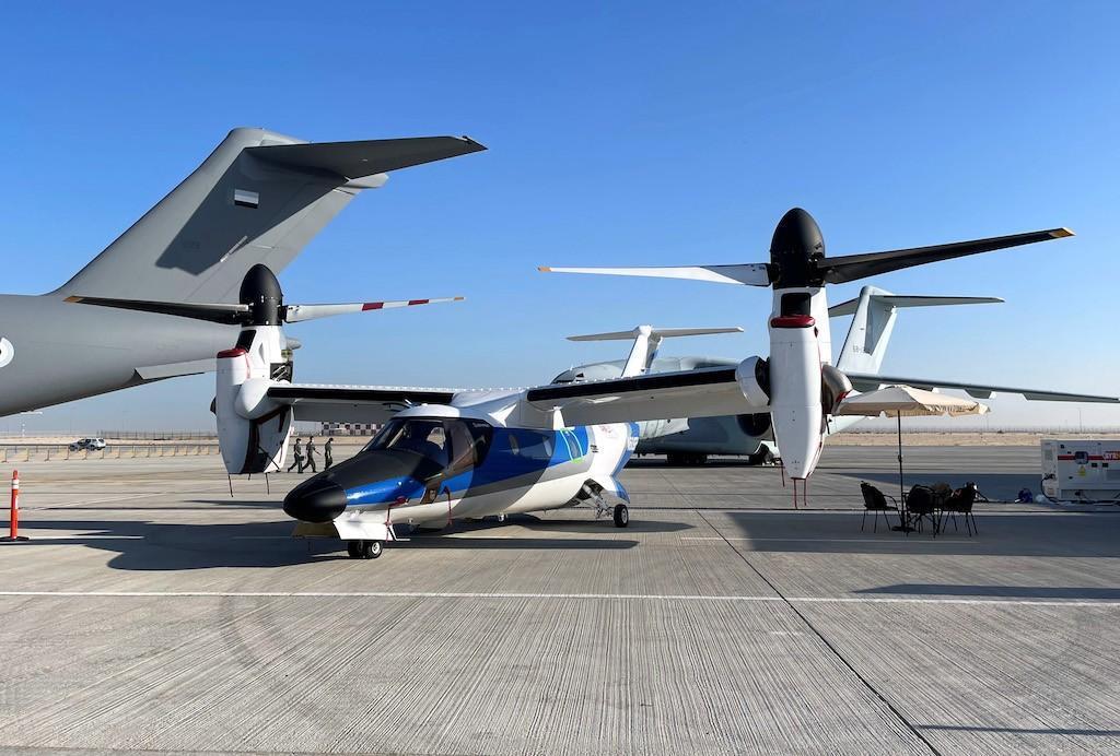 Leonardo's revolutionary AW609 tiltrotor is making its debut at the 2021 Dubai Airshow at the outdoor static area