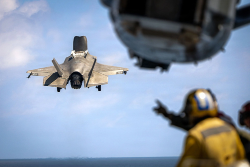 US Marines Conduct F-35B Flight Operations from USS Boxer in South China Sea