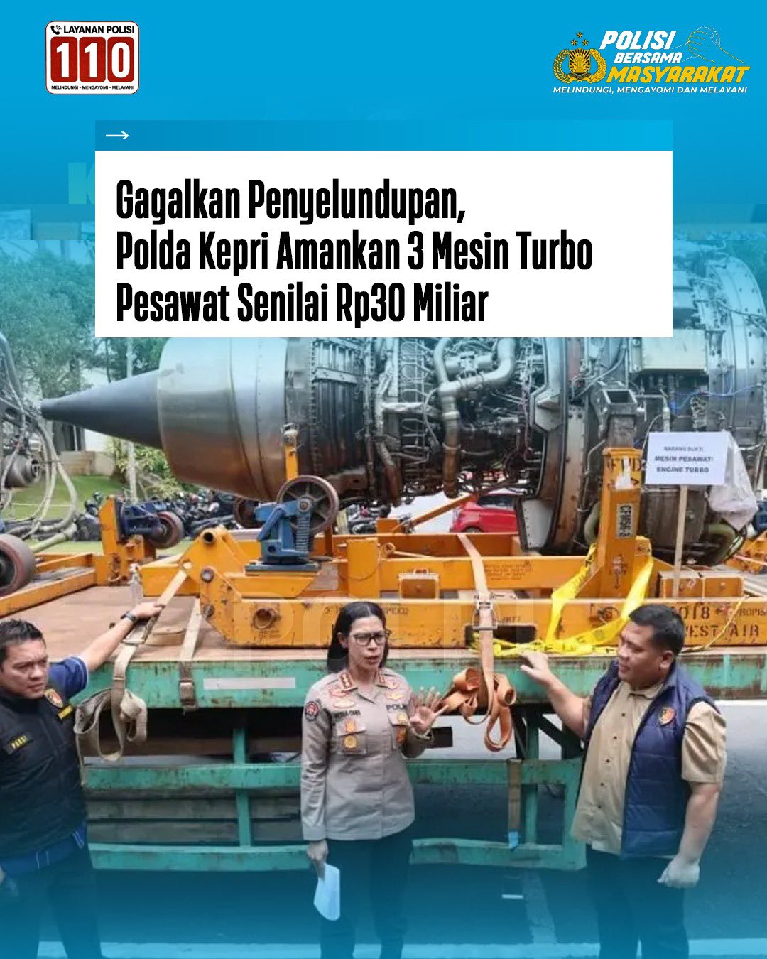 Indonesian Police Seize Smuggled Aircraft Engines