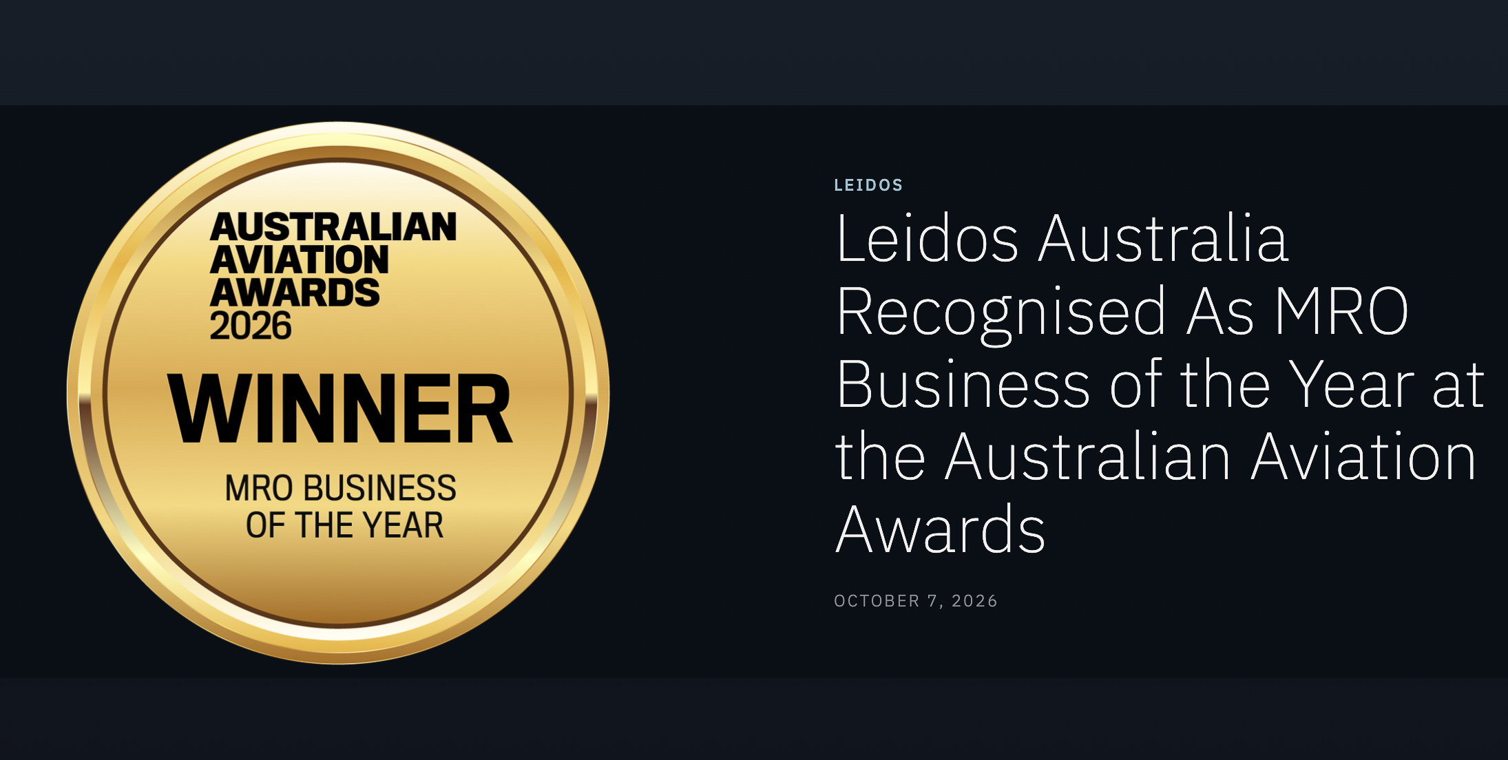 Leidos Australia Wins MRO Business Of The Year At 2026 Australian Aviation Awards